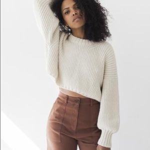 ✅Sold!✅ First Rite Crew Crop Sweater, Sz S, Cream